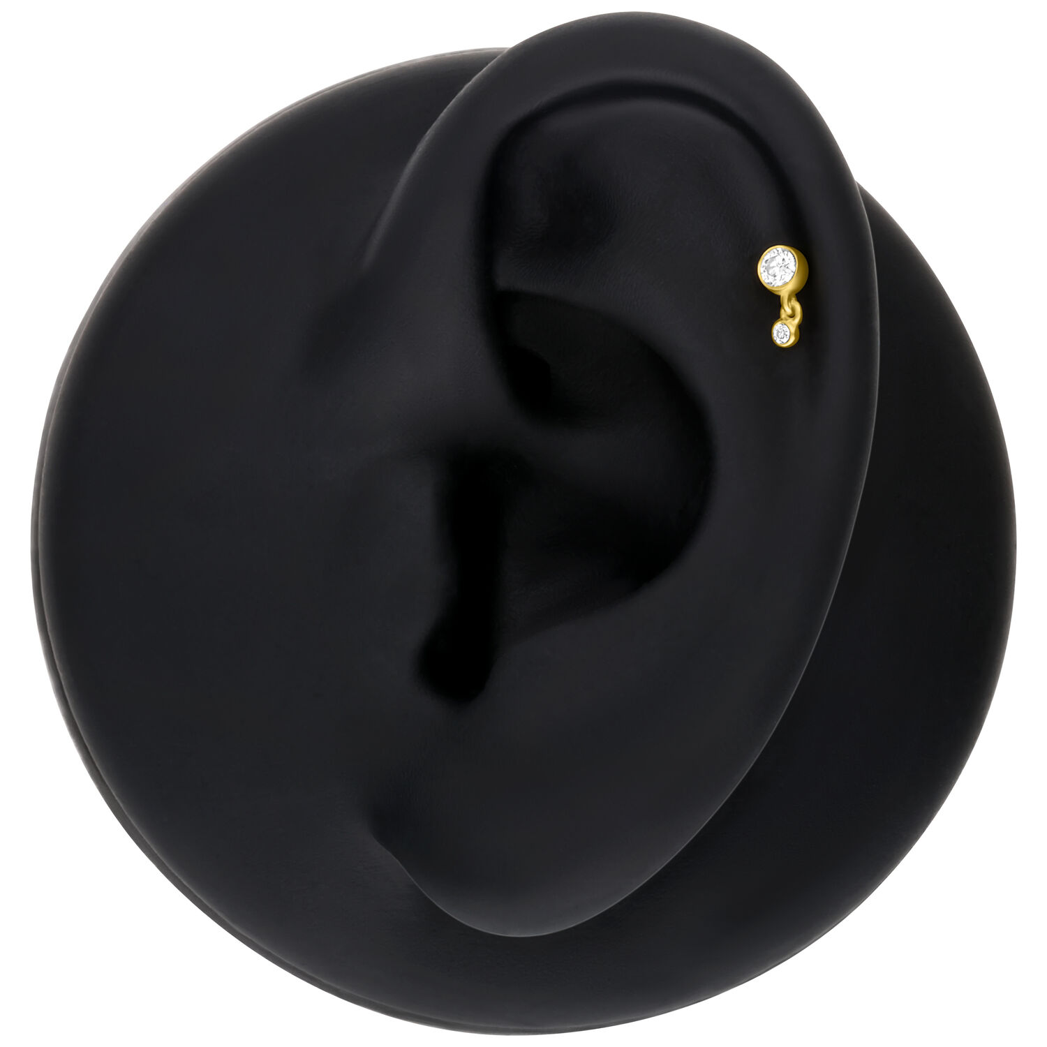 Embout en or 14K avec doubles cristaux Embout doré avec deux cristaux, parfait pour piercings d'oreille et de lèvre