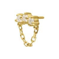 Pendentif en or 14K avec moissanite et chaîne Pendentif en or avec pierres de moissanite et chaîne sur fond blanc