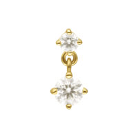 Pendentif en or 14K avec moissanite Embout doré avec deux cristaux de moissanite sur fond blanc