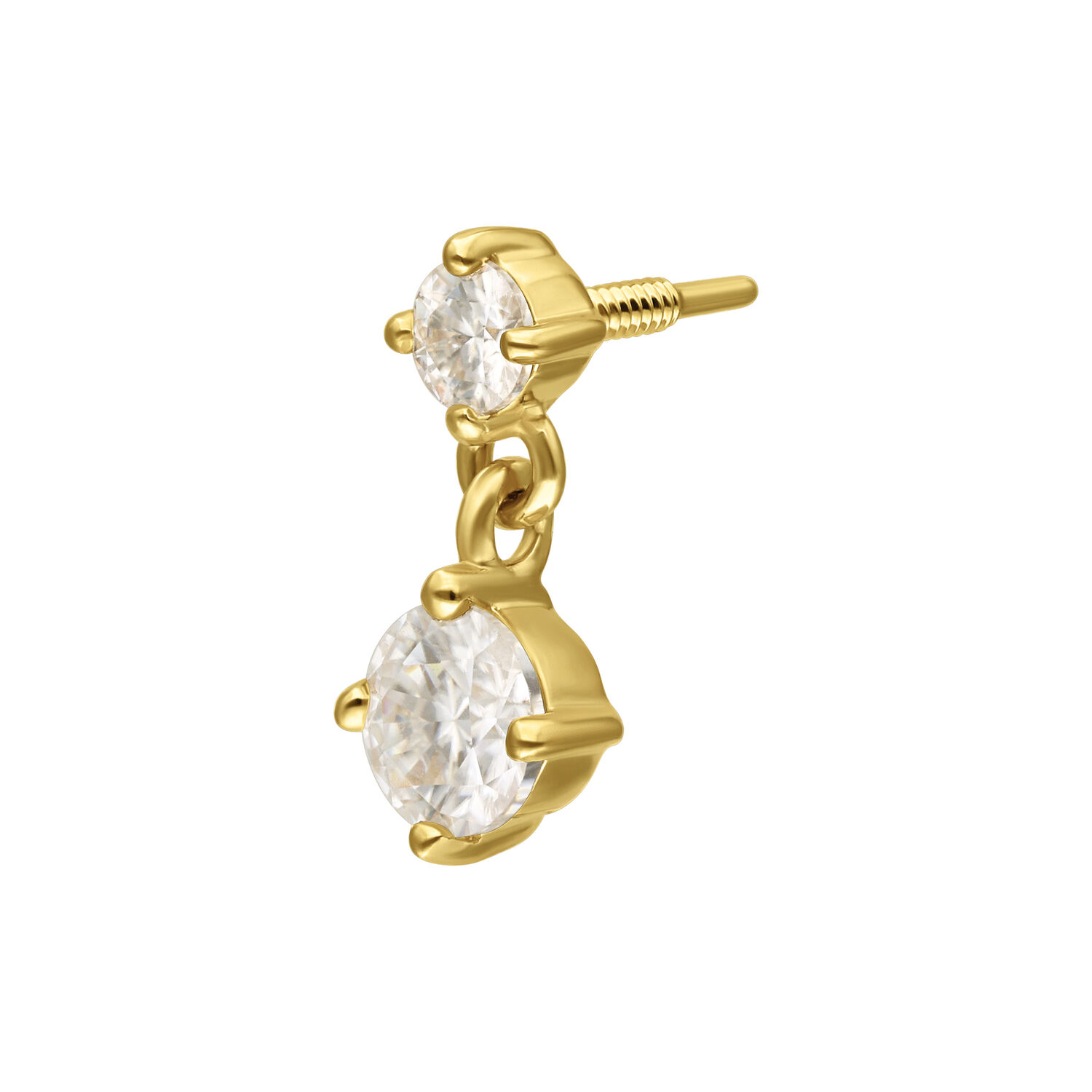 Pendentif Moissanite en Or 14K Pendentif doré avec deux pierres de moissanite claires sur fond blanc