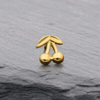 Embout Cerise en Or 14K pour Piercings Embout cerise en or 14K sur fond gris