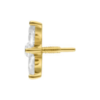Vue latérale de l'embout fleur de lotus en or 14K Embout fleur de lotus en or pour filetage interne, vue latérale