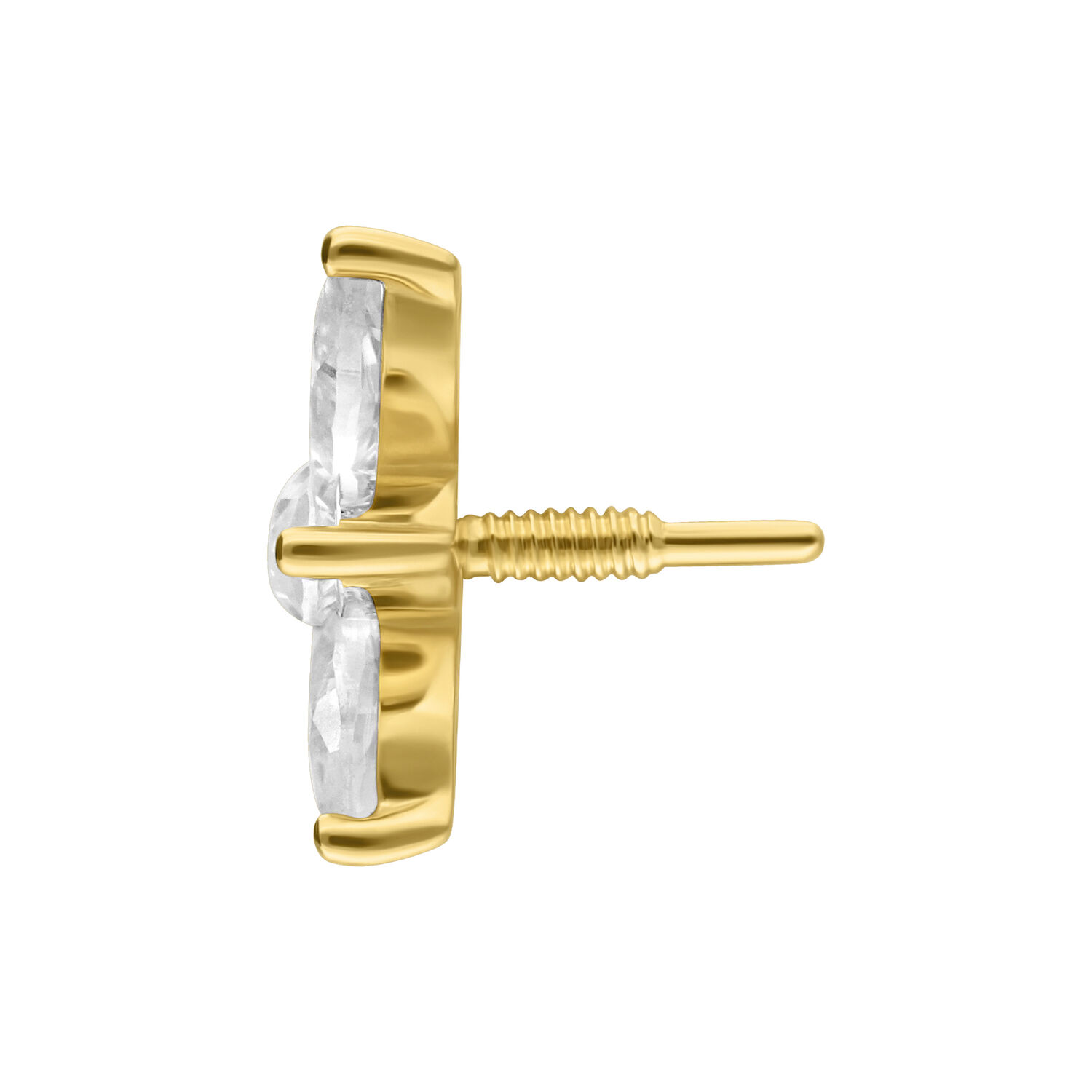 Vue latérale de l'embout fleur de lotus en or 14K Embout fleur de lotus en or pour filetage interne, vue latérale