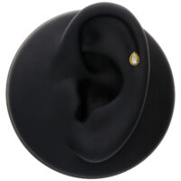 Embout en or 14K avec goutte de cristal Embout doré avec goutte de cristal sur modèle d'oreille noire
