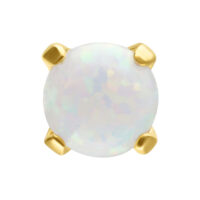 Embout en or 14K avec opale ronde Opale synthétique ronde dans un sertissage en or 14K sur fond blanc