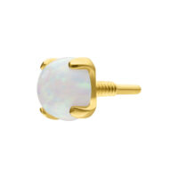 Embout Opale Ajustement Parfait en Or 14K Embout doré avec opale synthétique ronde sur fond blanc