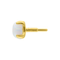 Embout en or 14K avec opale, filetage interne Embout doré avec opale synthétique ronde, vue latérale