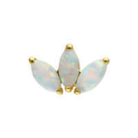 Embout Lotus Opale en Or 14K Embout Lotus doré avec opale synthétique sur fond blanc