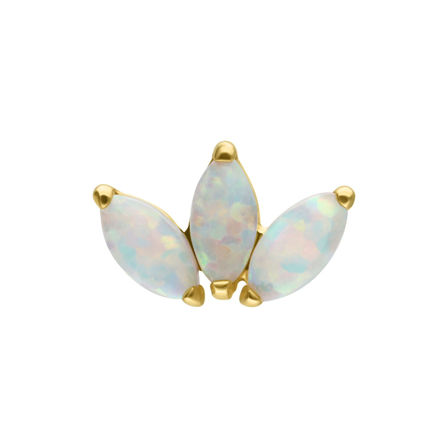 Embout Lotus Opale en Or 14K Embout Lotus doré avec opale synthétique sur fond blanc
