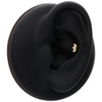 Embout Lotus-Opale en Or 14K pour Piercings Embout Lotus en or avec opale synthétique sur modèle d'oreille noire