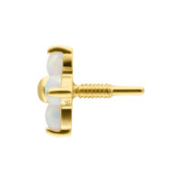 14K Or Fleur Opale Embout Embout doré en forme de fleur avec opale synthétique sur fond blanc