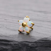 Embout Fleur en Or 14K Opale Embout fleur en or avec opale synthétique sur fond gris