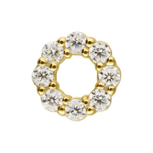 Embout rond en or 585 avec pierres de moissanite scintillantes