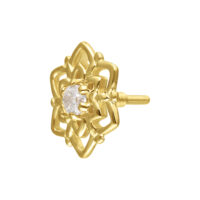 Embout Fleur en Or 14K avec Moissanite Embout fleur en or avec moissanite sur fond blanc