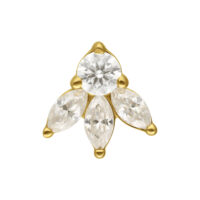 14K Or Moissanite Lotus Embout Embout lotus en or avec pierres de moissanite sur fond blanc