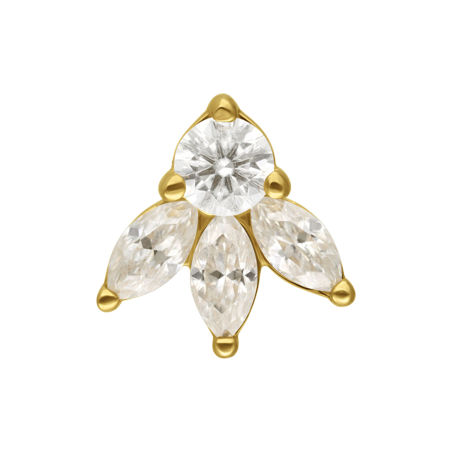14K Or Moissanite Lotus Embout Embout lotus en or avec pierres de moissanite sur fond blanc