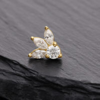 Embout Lotus Moissanite en Or 14K Embout Lotus en or avec moissanite sur pierre noire