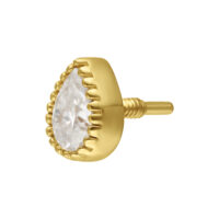 Pendentif goutte en or 14K avec moissanite Pendentif goutte en or avec moissanite sur fond blanc