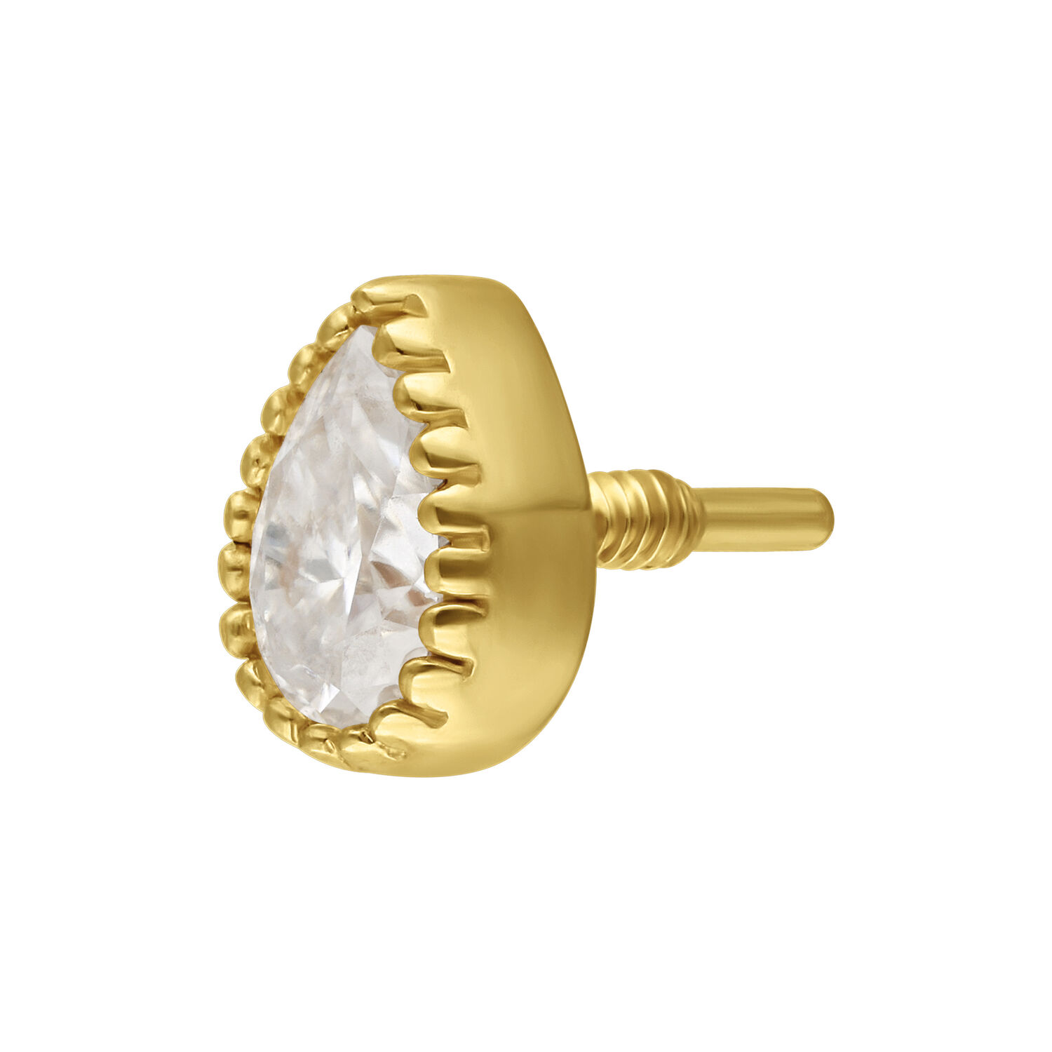 Pendentif goutte en or 14K avec moissanite Pendentif goutte en or avec moissanite sur fond blanc