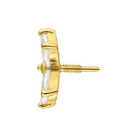 Embout fleur en or avec moissanite, de côté sur fond blanc