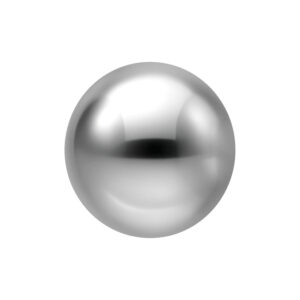 Boule argentée brillante 2,5 mm sur fond blanc