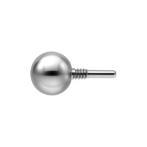 Boule en métal argenté de 2,5 mm de diamètre sur fond blanc
