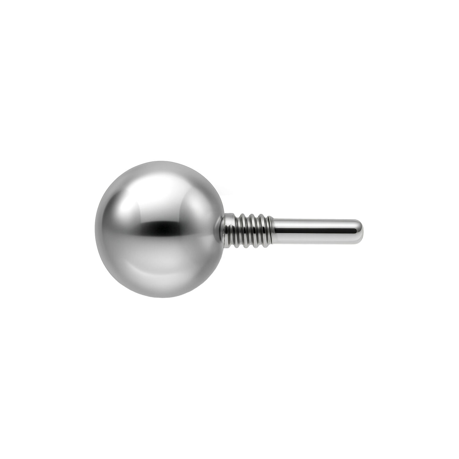Boule pour labrets 2,5 mm métal argenté Boule en métal argenté de 2,5 mm de diamètre sur fond blanc