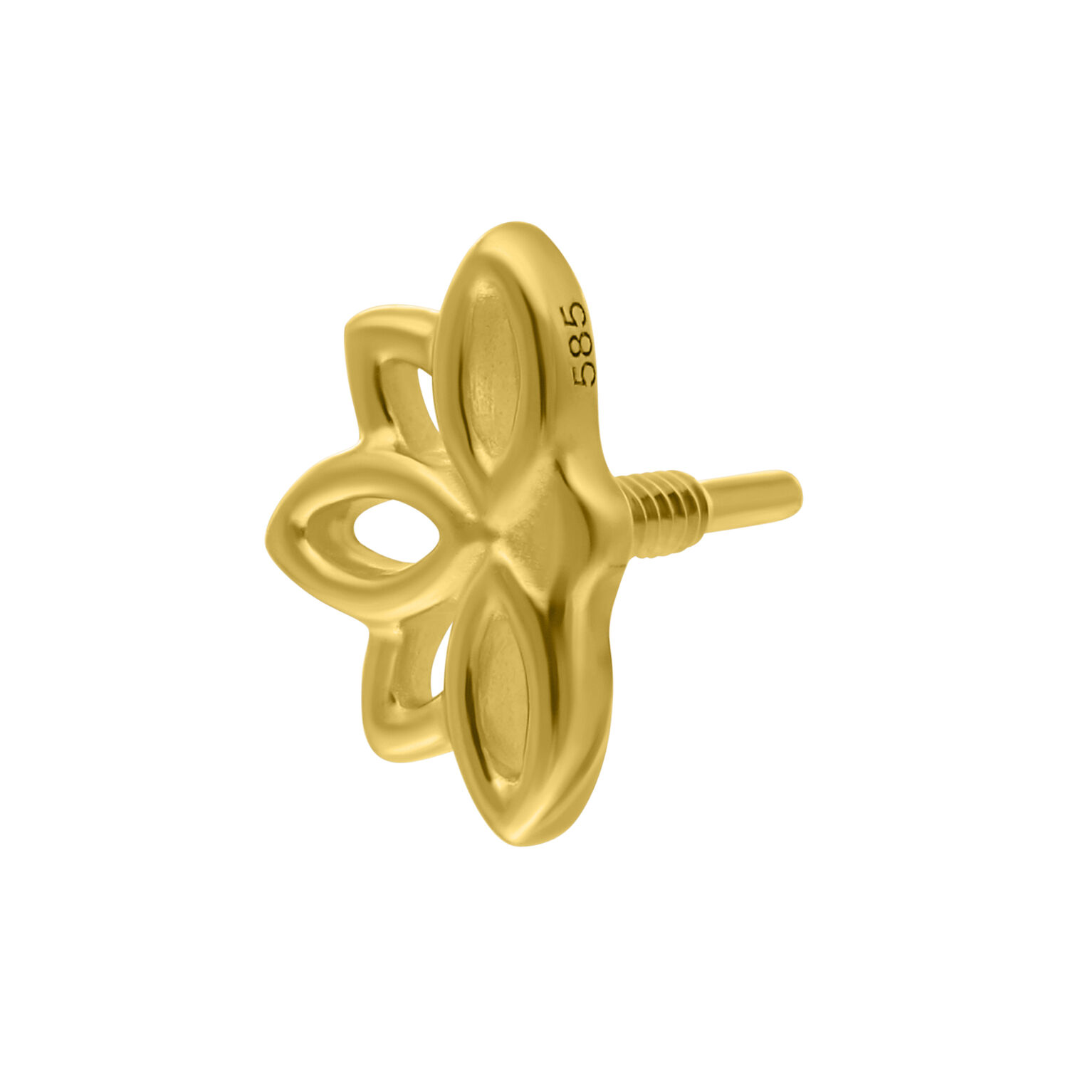 Embout Lotus en or 14K pour piercings Embout de piercing Lotus en or 585 sur fond blanc
