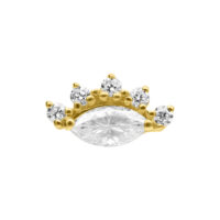 Embout en or 14K avec pierres de moissanite sur fond blanc