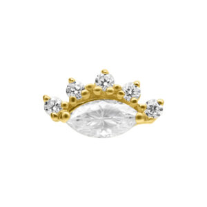 Embout en or 14K avec pierres de moissanite sur fond blanc