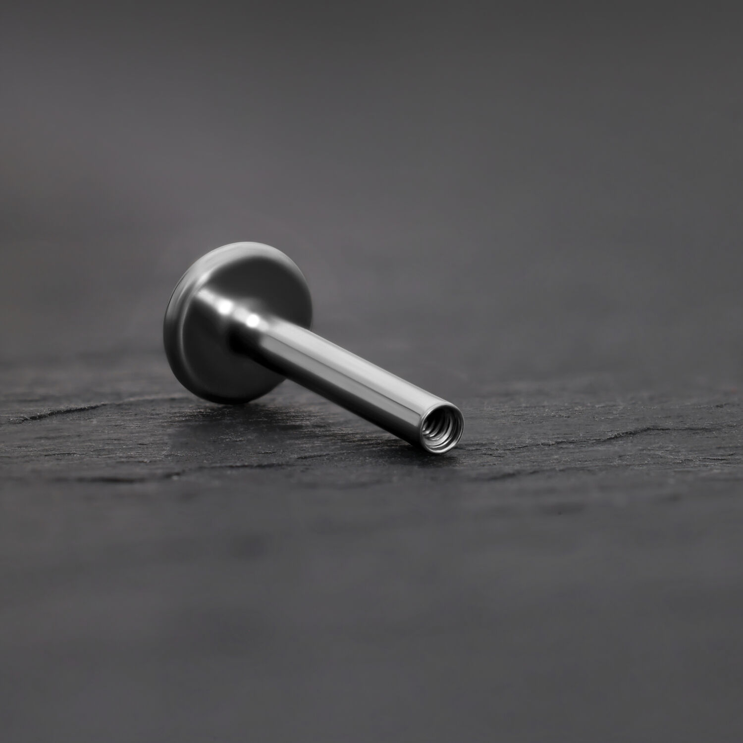 Titan Perfect Fit Labret en argent Labret en titane argenté avec filetage interne sur fond gris