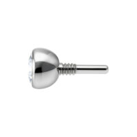 Embout Labret Cristal Clair en Argent, 2,5 mm Embout Labret argenté avec cristal clair, taille de boule 2,5 mm, sur fond blanc