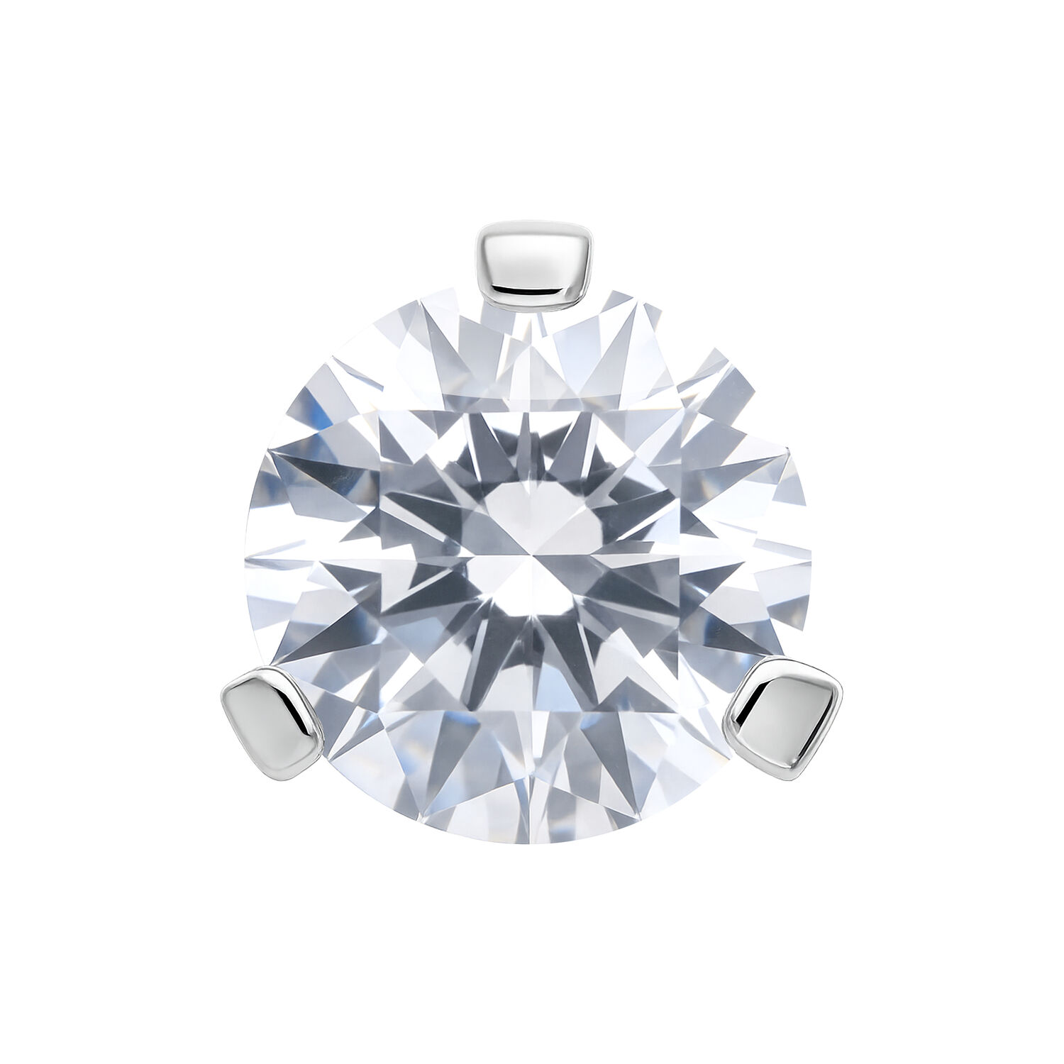 Embout en cristal argenté 2,5 mm Embout en cristal clair avec monture argentée sur fond blanc