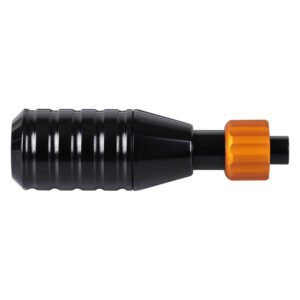 Poignée noire HAWK 25mm sur fond blanc, avec détail orange