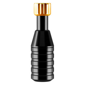 Grip de tatouage noir Sol Grip M avec accent jaune sur fond blanc