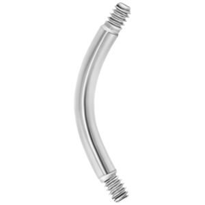 Barre courbée banane en argent en acier chirurgical sur fond blanc