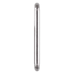 Barre de piercing droite en argent en acier chirurgical sur fond blanc