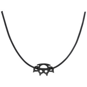 Collier noir 5FDP avec cordon en cuir sur fond blanc