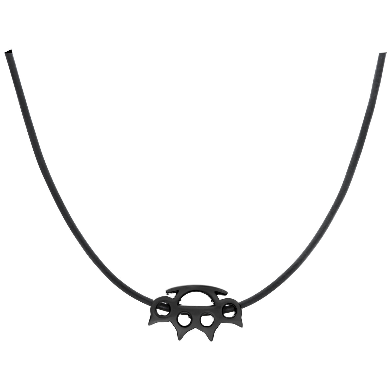 5FDP Charm Collier en cuir Collier noir 5FDP avec cordon en cuir sur fond blanc