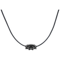 Pendentif 5FDP en cuir et acier Collier en cuir noir avec charm 5FDP en acier chirurgical noir sur fond blanc