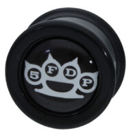 5FDP Knuckle Plug au design noir et blanc Plug noir avec logo 5FDP en laiton blanc sur fond blanc