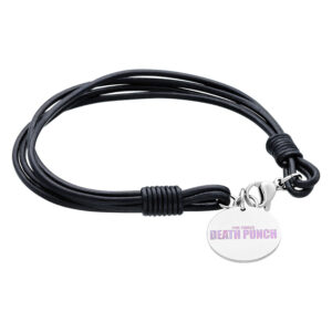 Bracelet en argent avec logo 5FDP sur bande noire