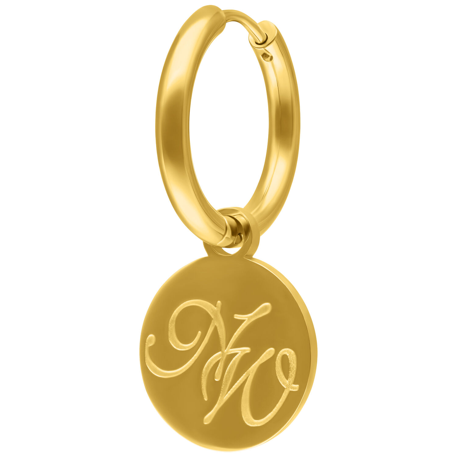 Boucles d'oreilles Nightwish en or avec pendentif logo Boucles d'oreilles Nightwish en or avec pendentif logo sur fond blanc
