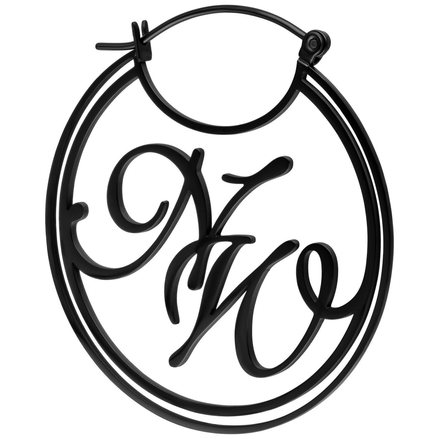 Boucle d'oreille logo Nightwish en acier noir Boucle d'oreille noire avec logo Nightwish sur fond blanc