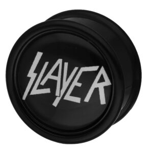Plug noir avec logo Slayer blanc sur fond noir