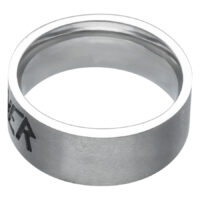 Bague Logo Slayer en Acier Chirurgical Argenté Bague argentée avec logo Slayer sur fond blanc, en acier chirurgical poli