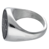 Bague en argent Slayer en émail Bague en argent en acier chirurgical avec logo Slayer noir sur fond blanc