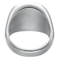 Bague Sceau Slayer en Acier Chirurgical Argenté Dos d'une bague sceau Slayer en acier chirurgical argenté sur fond blanc