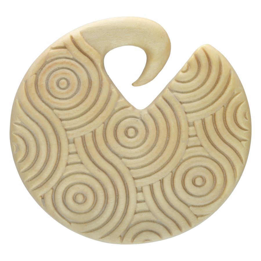 Wildcat Circles poids d'oreille en bois Poids d'oreille rond en bois clair avec des motifs circulaires sur fond blanc