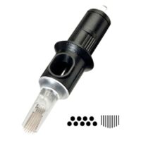 Magnum Bug Pin Soft Edge Têtes d'Aiguilles 20 pcs Tête d'aiguille noire avec boîtier transparent sur fond blanc